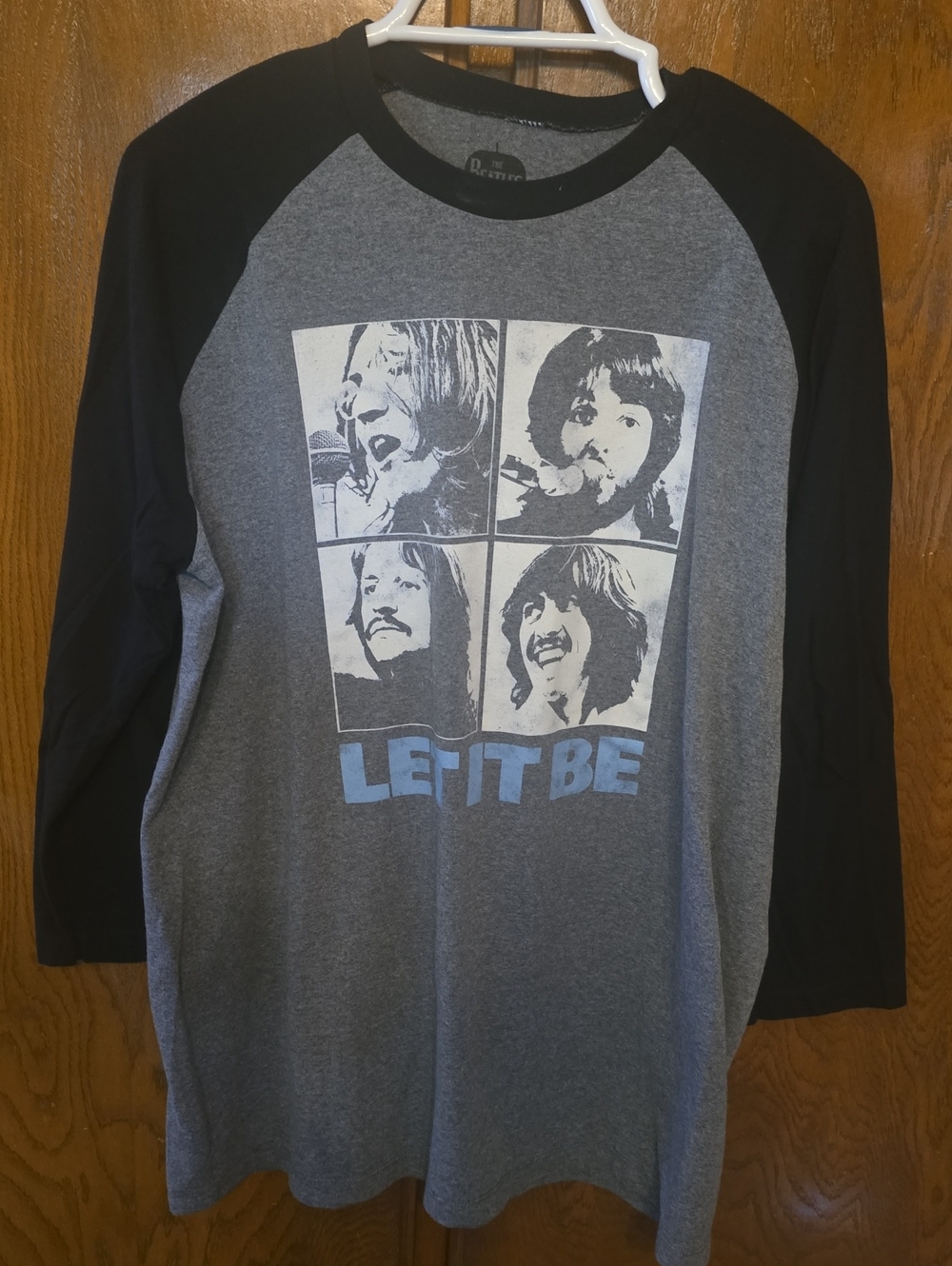 Beatles Let It Be Gray & Black 3/4 Sleeve T Shirt